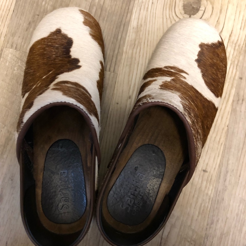 Sanita cow print clogs size 37